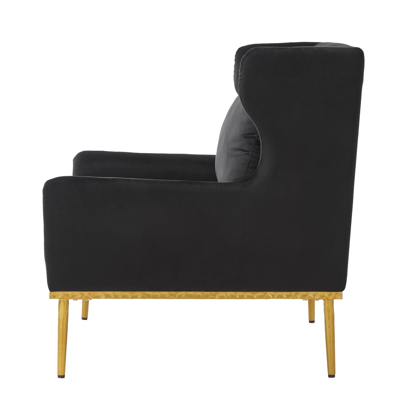 Black Velvet Accent Chair - Modern Armchair for Living Room