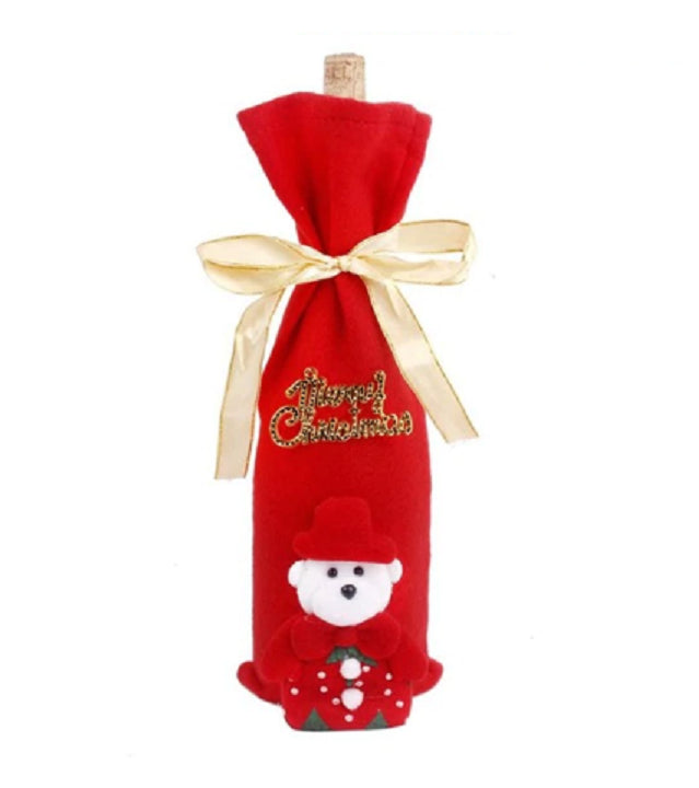 Christmas Flannel Wine Bottle Gift Bag Set for Holiday Decor