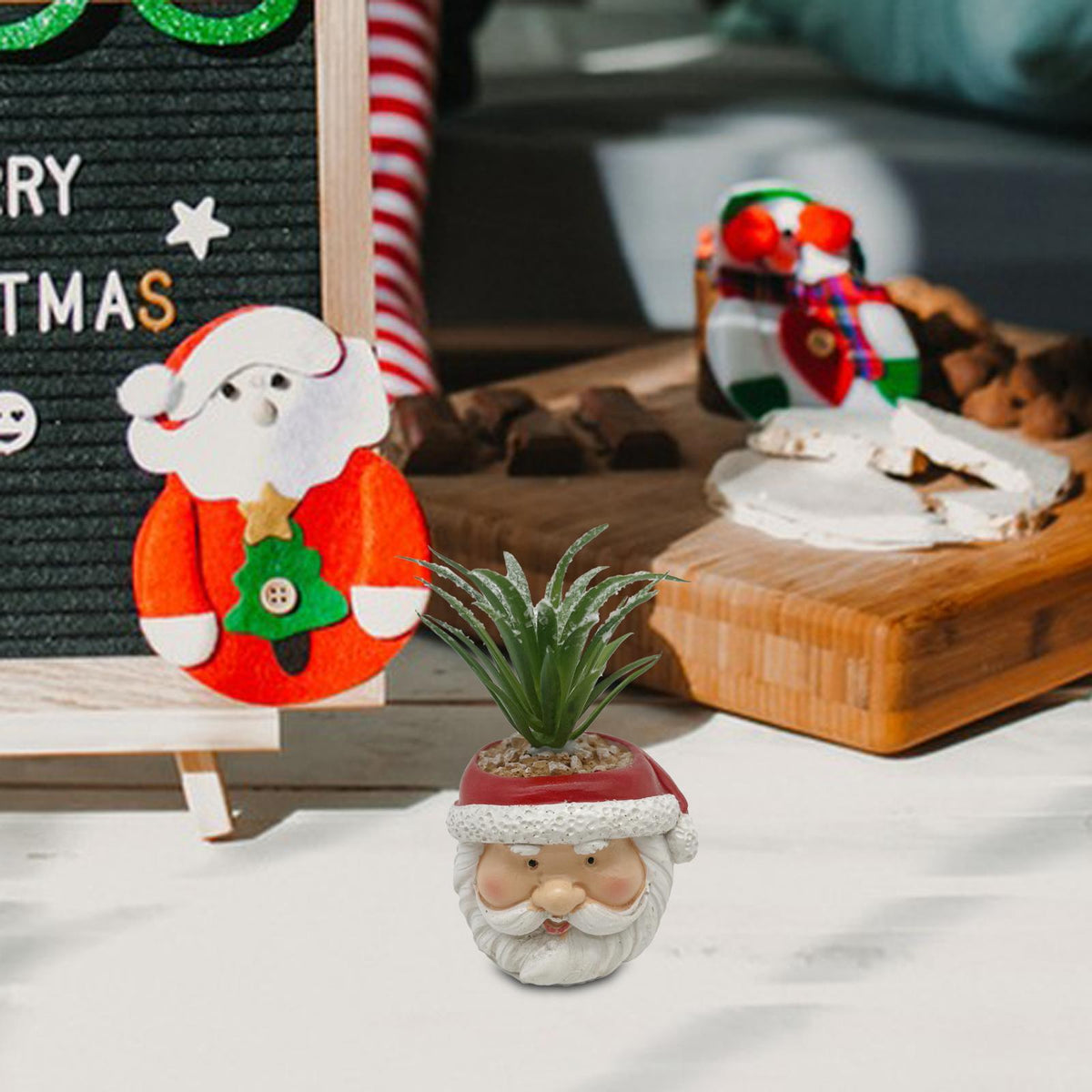 Christmas Artificial Succulent Plant Pot Decor - Santa Claus, Snowman, Deer Variants