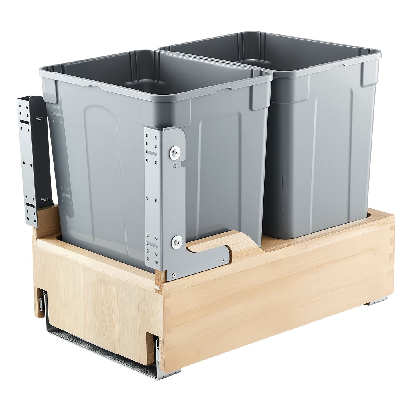Pull-Out Trash Can with Dual 35QT Capacity - Grey
