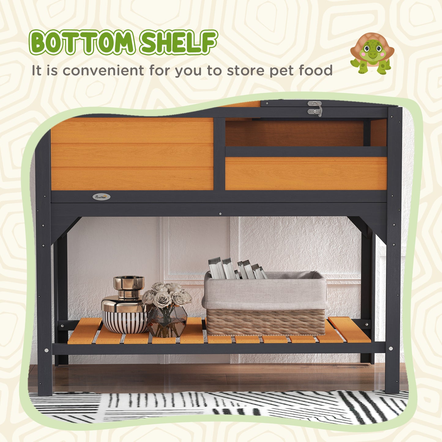 Large Wooden Tortoise Enclosure with Adjustable Lamp Holder & Storage Shelf