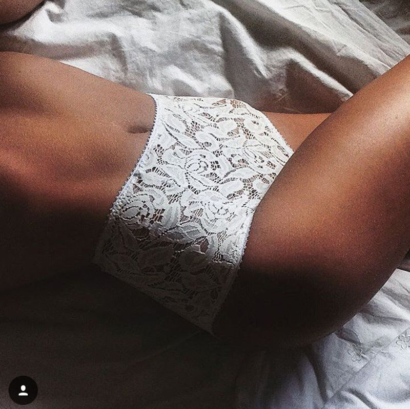 Women See-Through Lace High Waist T-Shaped Panties - European Style Underwear