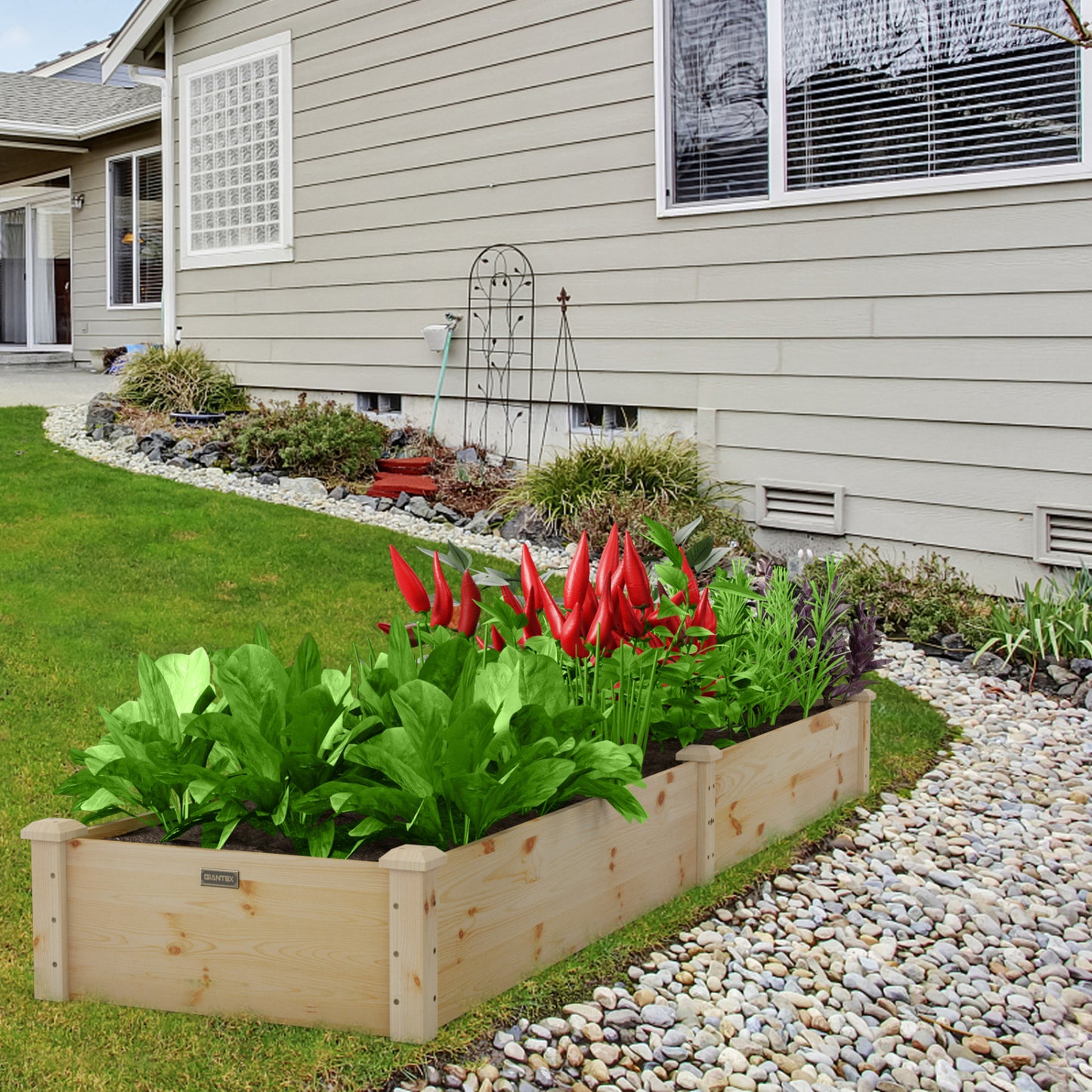 Wooden Vegetable Raised Garden Bed for Outdoor Patio & Balcony