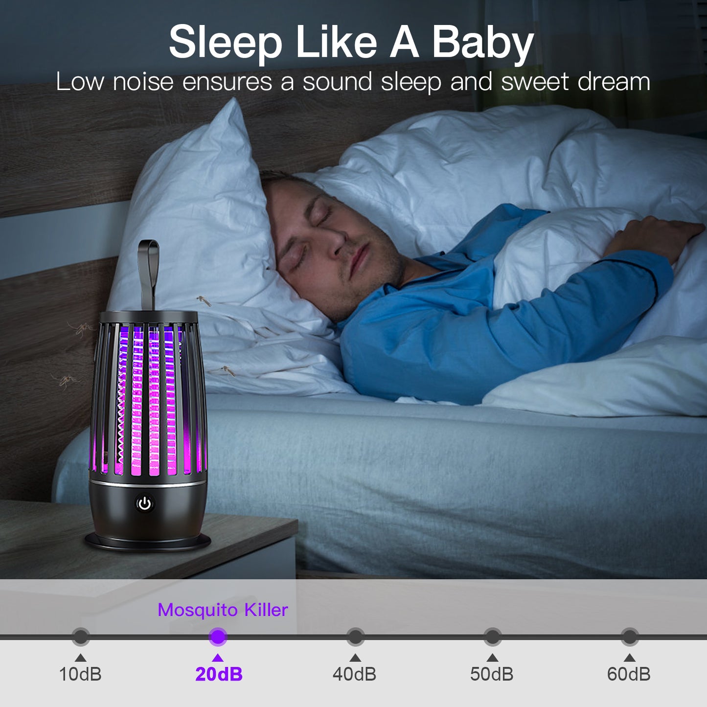Rechargeable Mosquito Killer Lamp with Night Light and UV Trap for Indoor Outdoor Use