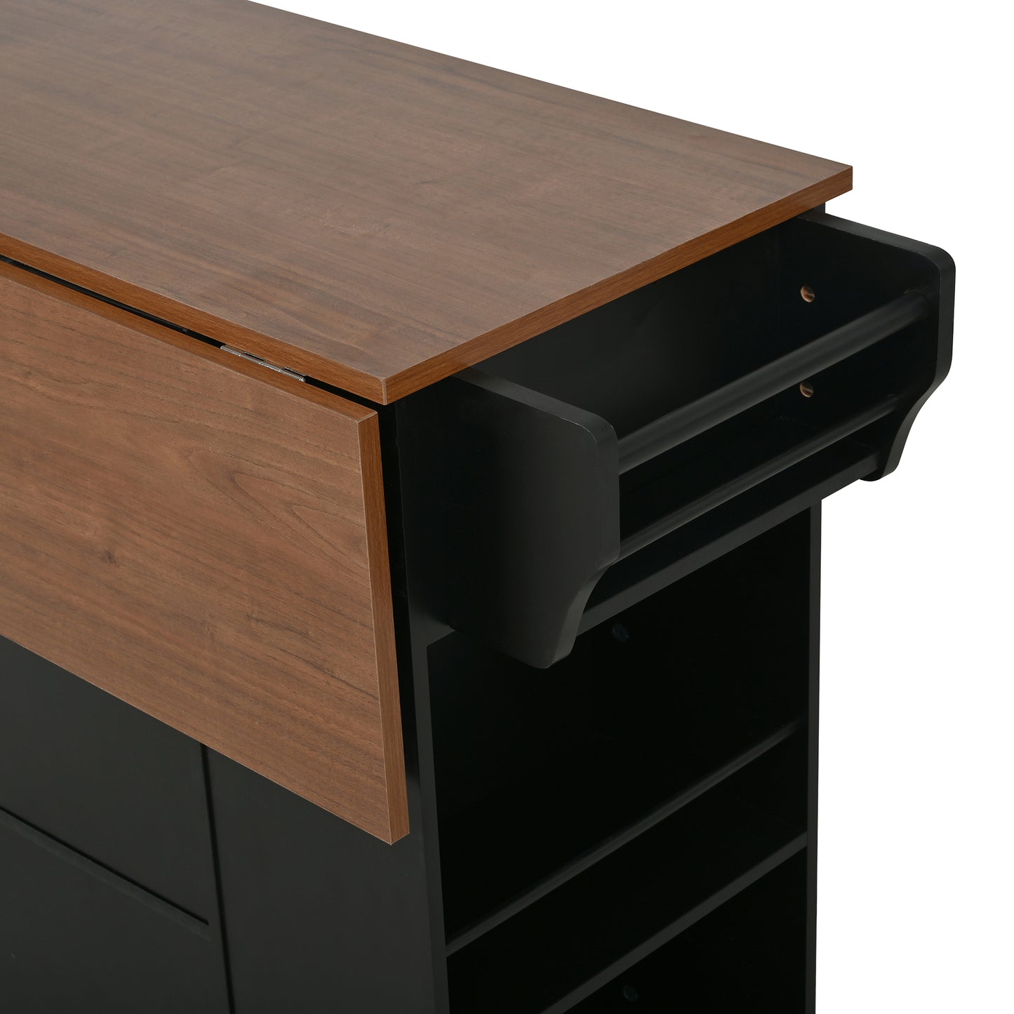 54" Mobile Kitchen Island with Glass Door Storage & Power Outlet
