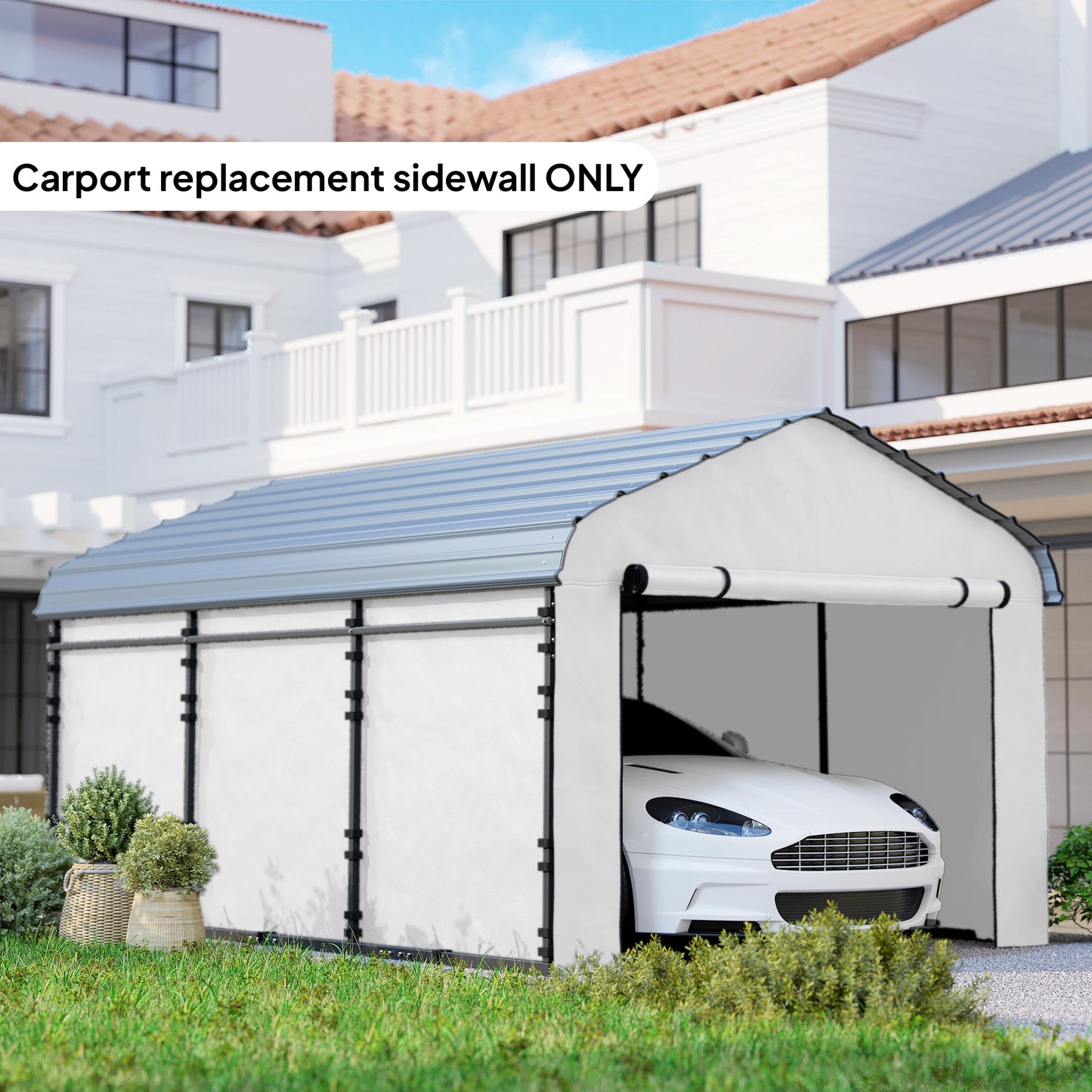 Replacement Sidewall Panel for 12' x 20' Carports - White