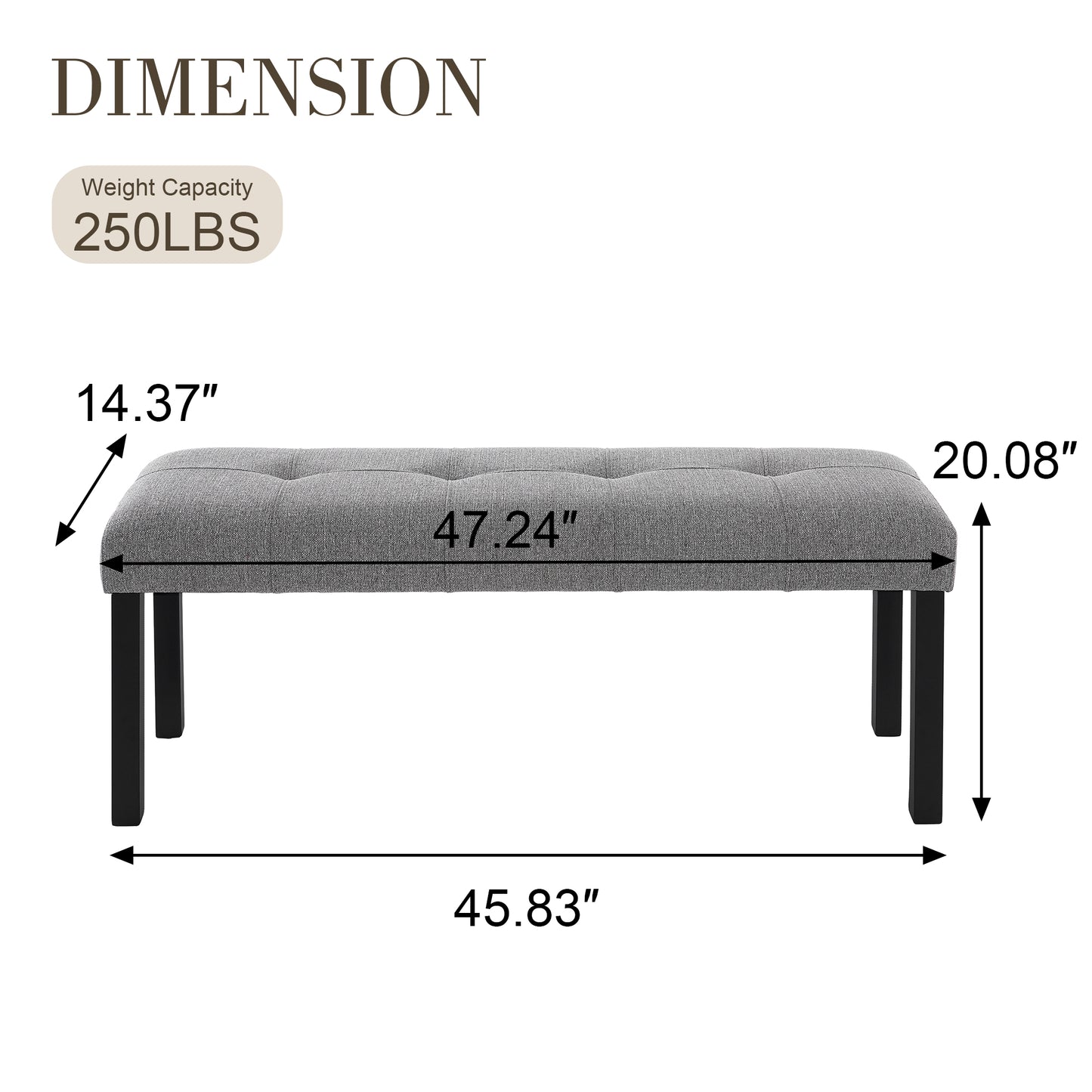 Modern Tufted Linen Dining Bench, Farmhouse Upholstered Entryway