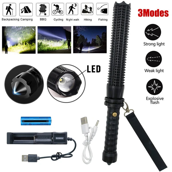 35000000LM Tactical Rechargeable LED Flashlight with Zoom