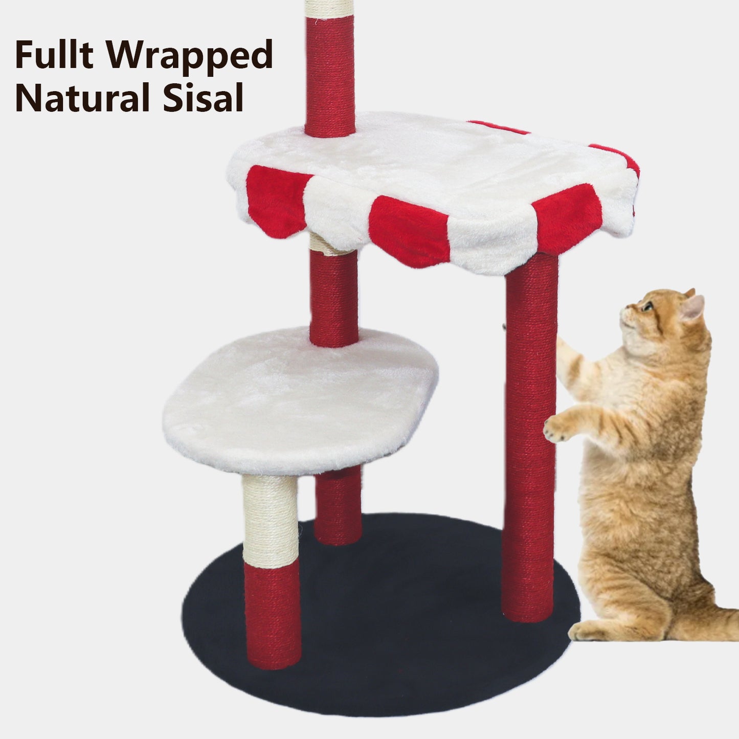 Red Multi-Level Cat Tree with Cozy Perch & Scratching Posts - Clown Design