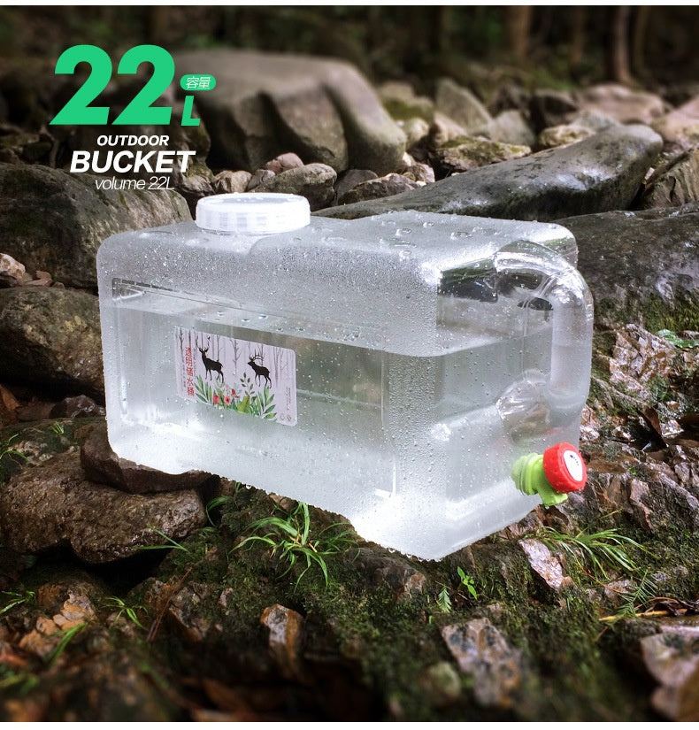 Outdoor Water Storage Barrel with Faucet - White Plastic Square Tank 18L/22L