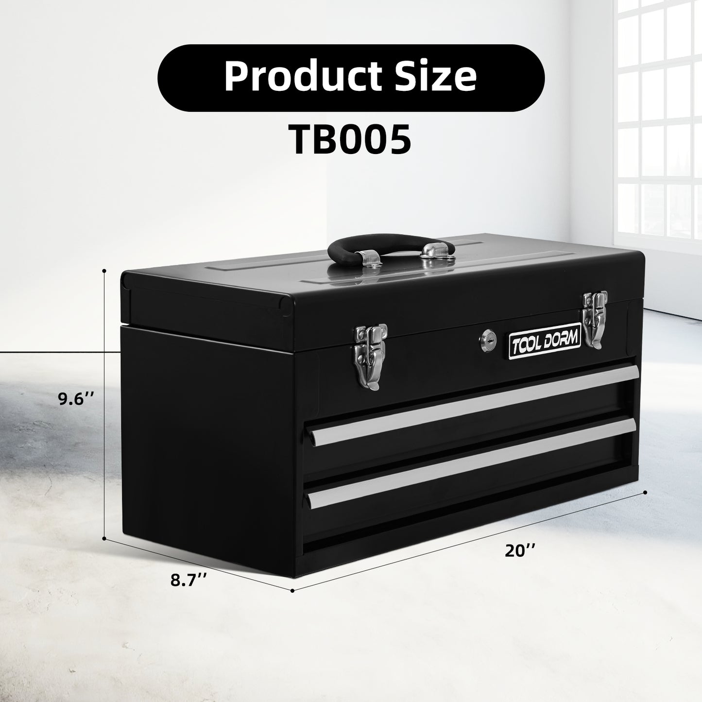 20.3-Inch Metal Tool Box with Drawers, Lockable Steel Chest for Garage and Workshop