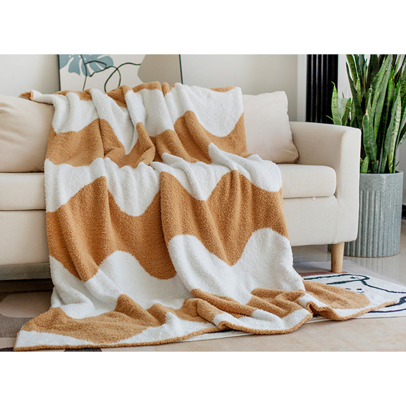 Nordic Style Half Velvet Knitted Sofa Blanket - Home Textiles