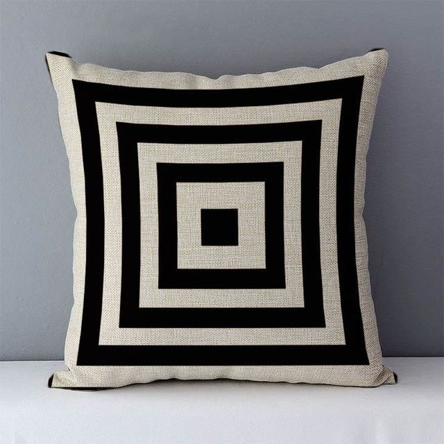 Geometric Abstract Pillow Cover - Modern Linen Cushion Case for Living Room & Bedroom