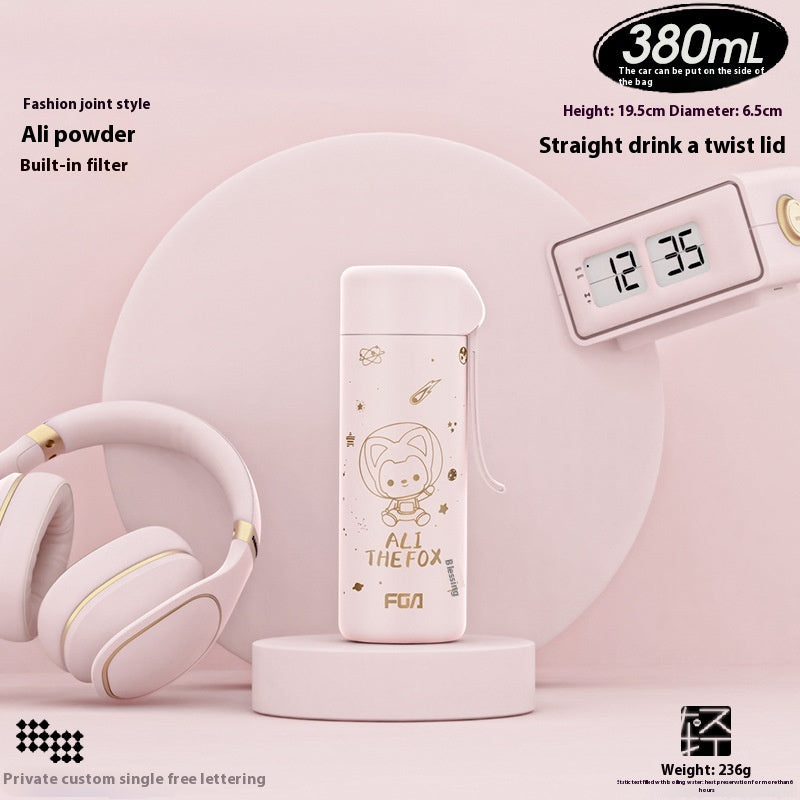 316 Stainless Steel Vacuum Water Bottle with Bounce Cover - Portable Drink Cup