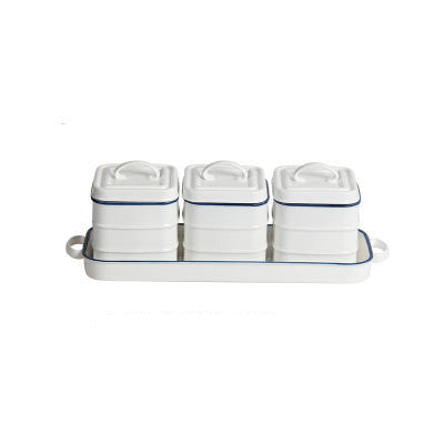Ceramic Seasoning Jar Set with Optional Lid Opening Nordic Style Kitchen Storage