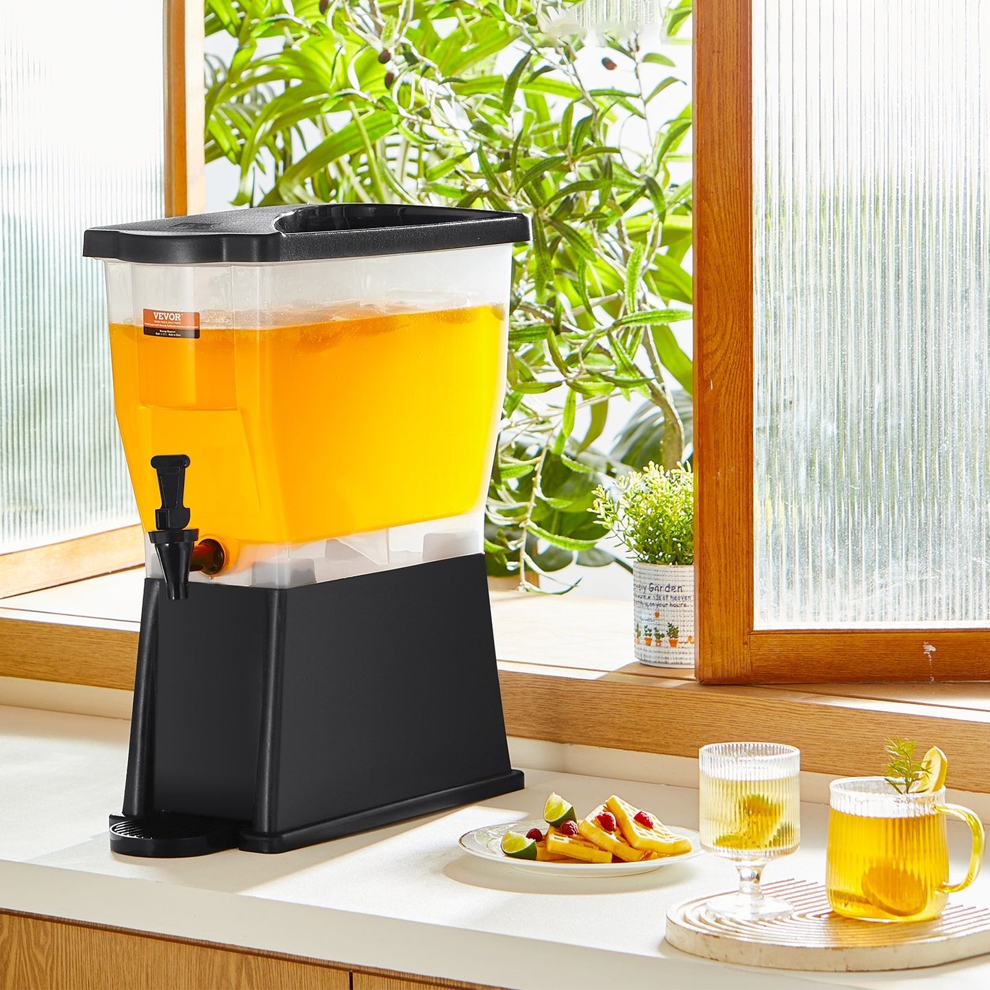 3 Gallon Beverage Dispenser with Stand and Spigot - Black