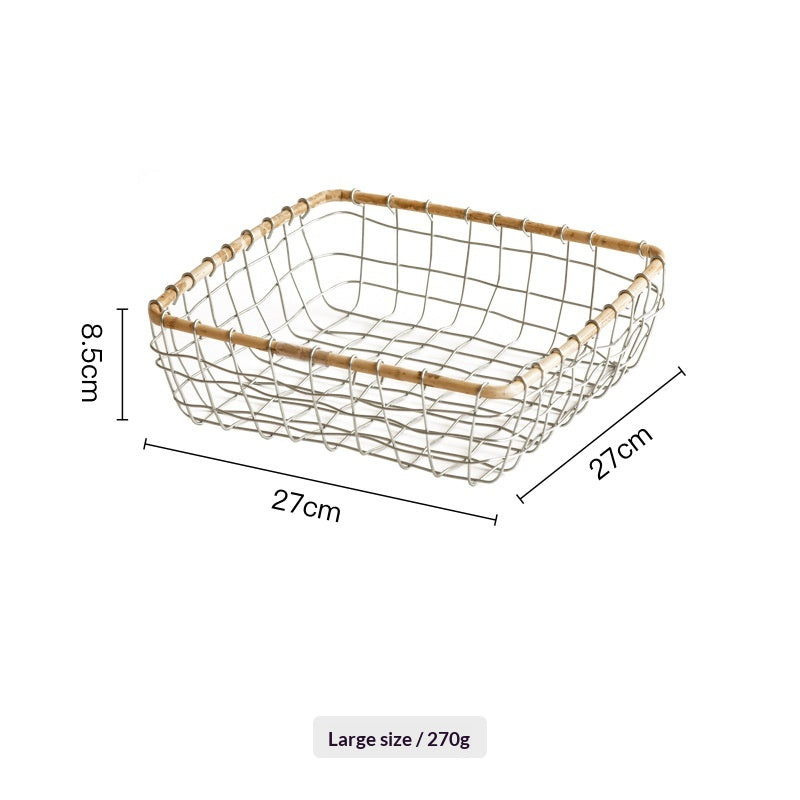 Retro-Style Handmade Square Wire Basket for Home Storage - Small & Large