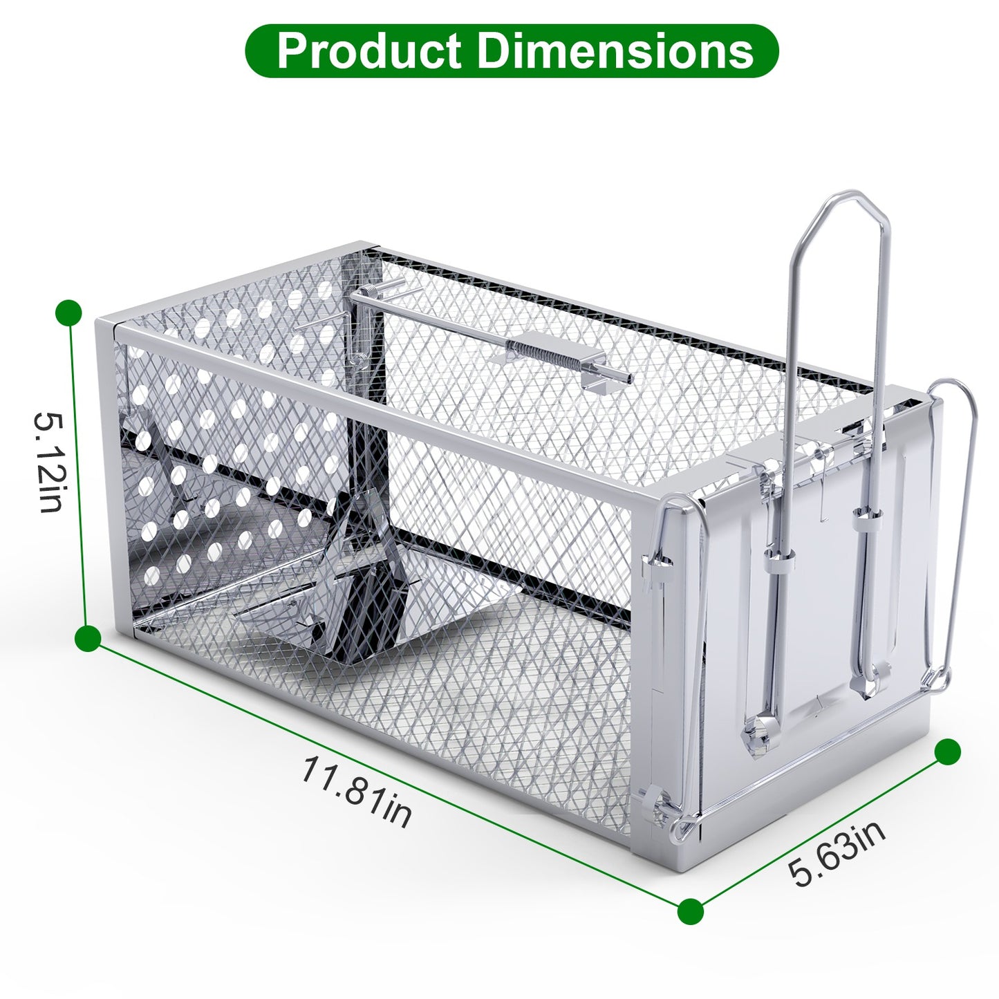 Humane Rat Trap Cage - Stainless Steel Rodent Trap for Indoor & Outdoor Use
