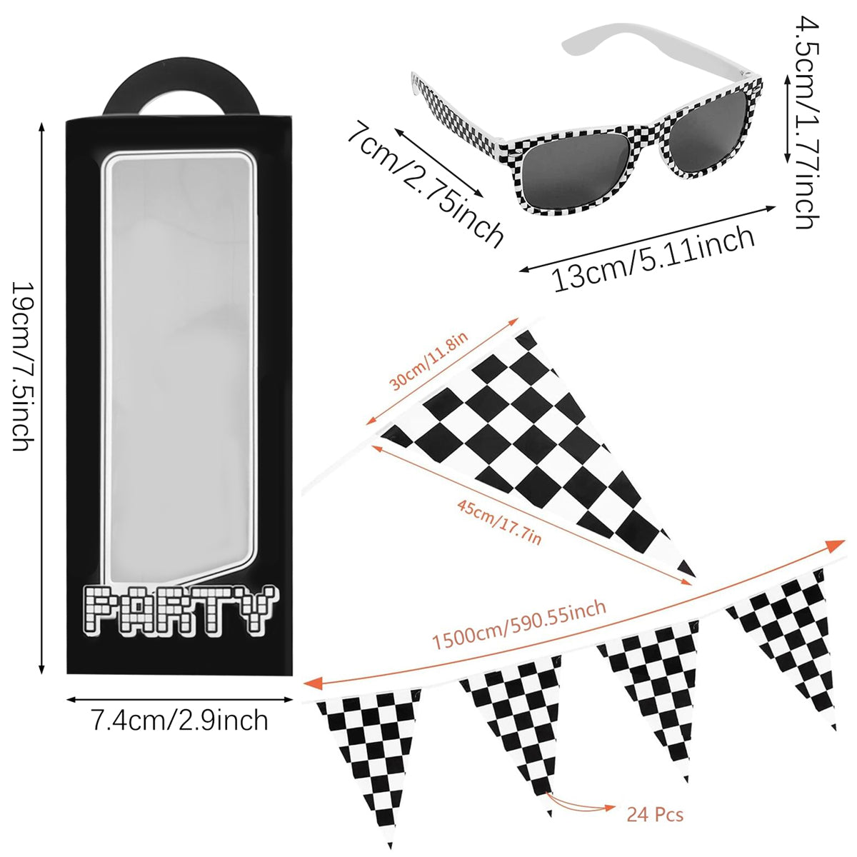 Racecar Party Decoration Set - 48 Pcs with Sunglasses & Gift Boxes