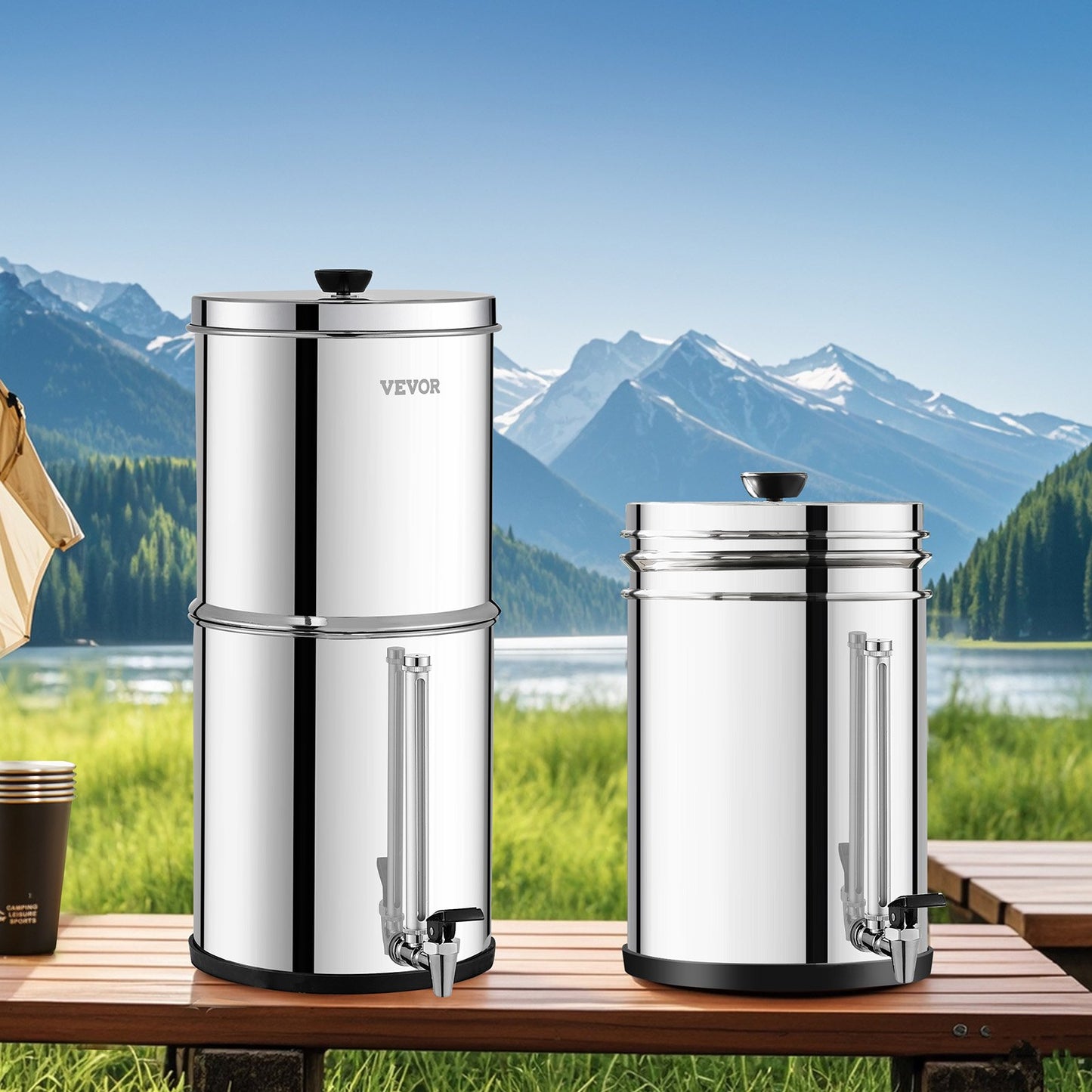Gravity-Fed Water Filter System - Stainless Steel 2 Filters