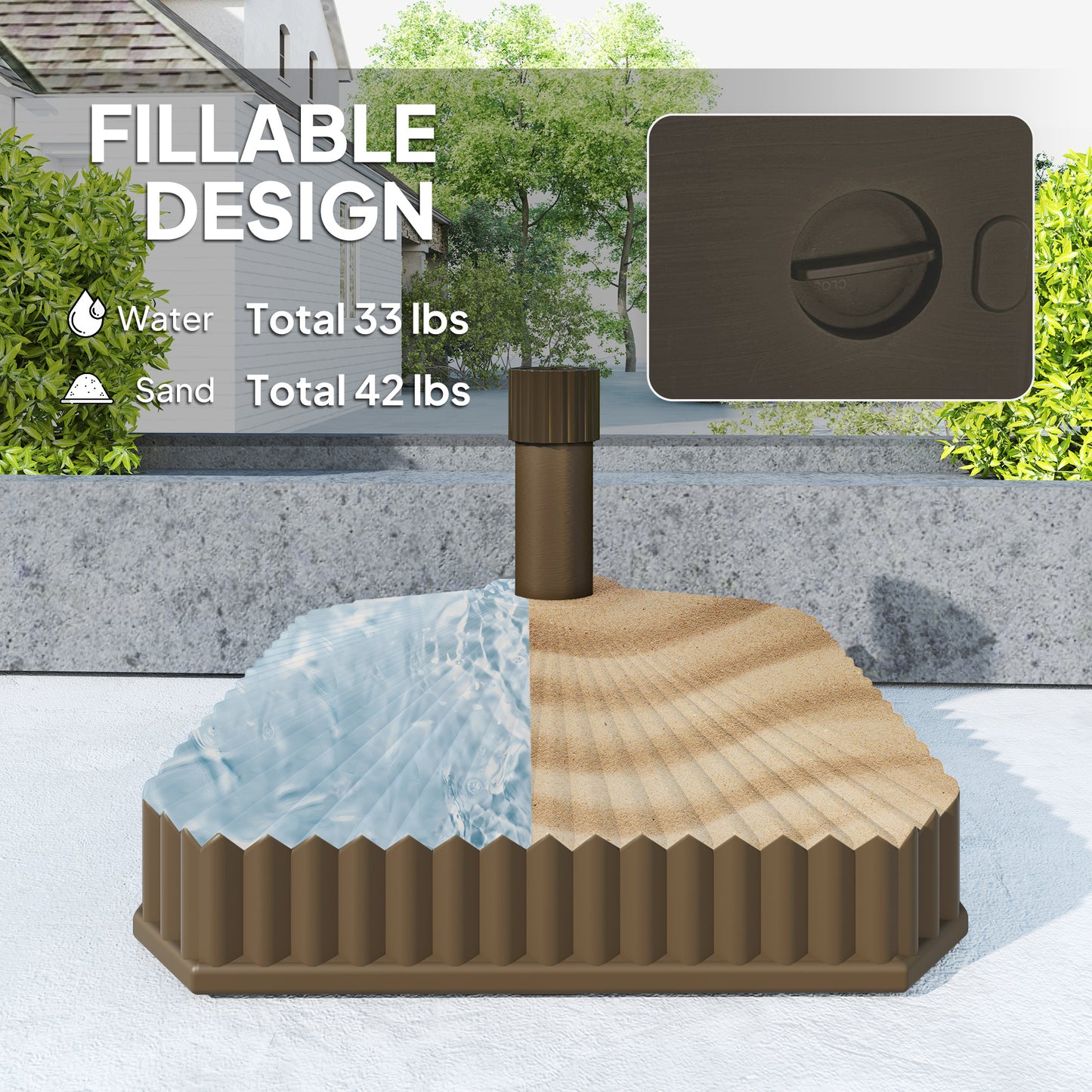 Heavy Duty Square Patio Umbrella Base - 42lbs Filled with Sand