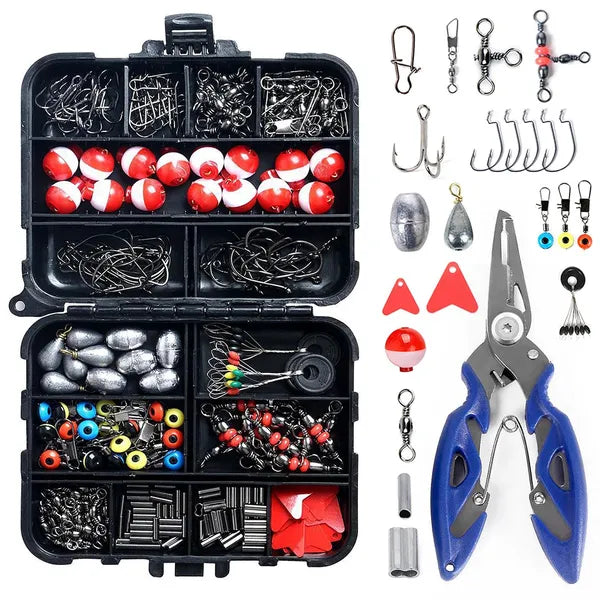 263-Piece Outdoor Fishing Tackle Set with Pliers and Storage Box
