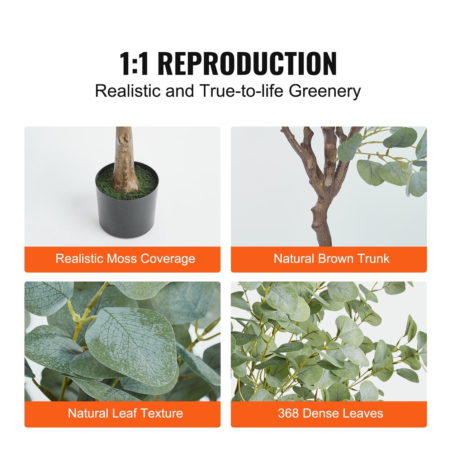 6 FT Tall Artificial Eucalyptus Tree - Realistic Faux Plant for Indoor Outdoor Decor