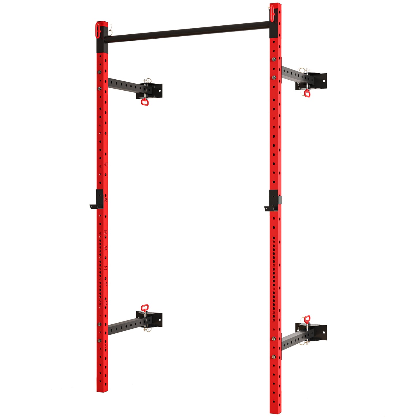 Adjustable Folding Squat Rack with Pull Up Bar - Red