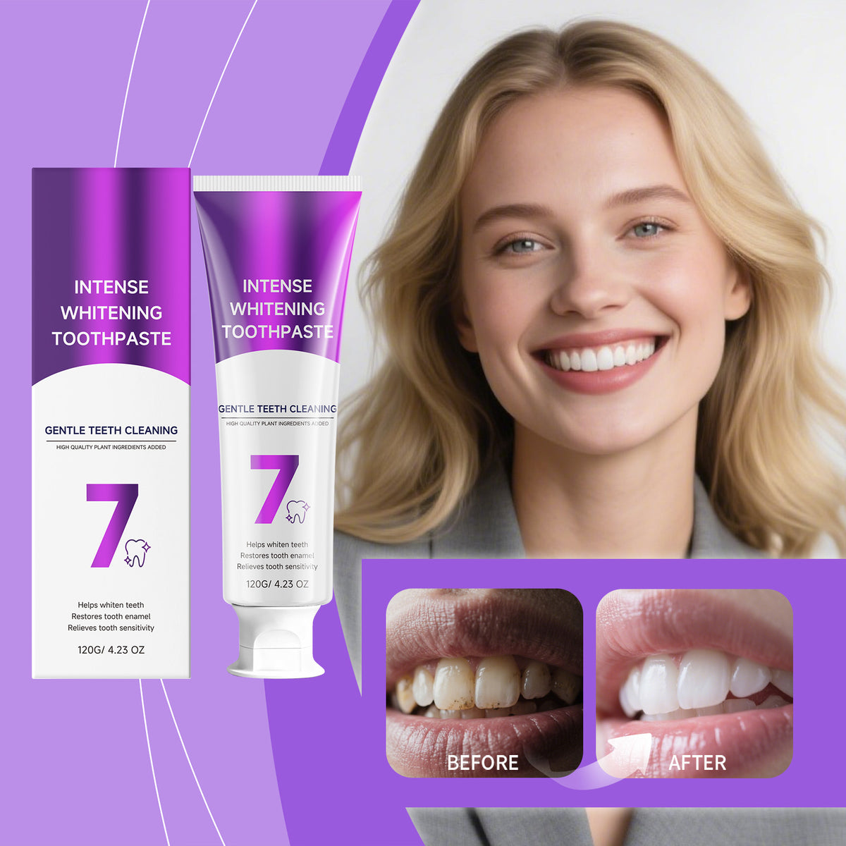 Whitening Toothpaste 120g - Fresh Mint, Stain Removal
