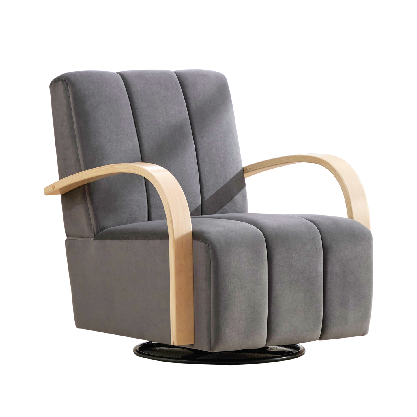 30.7" Upholstered 360° Swivel Accent Chair - Charcoal