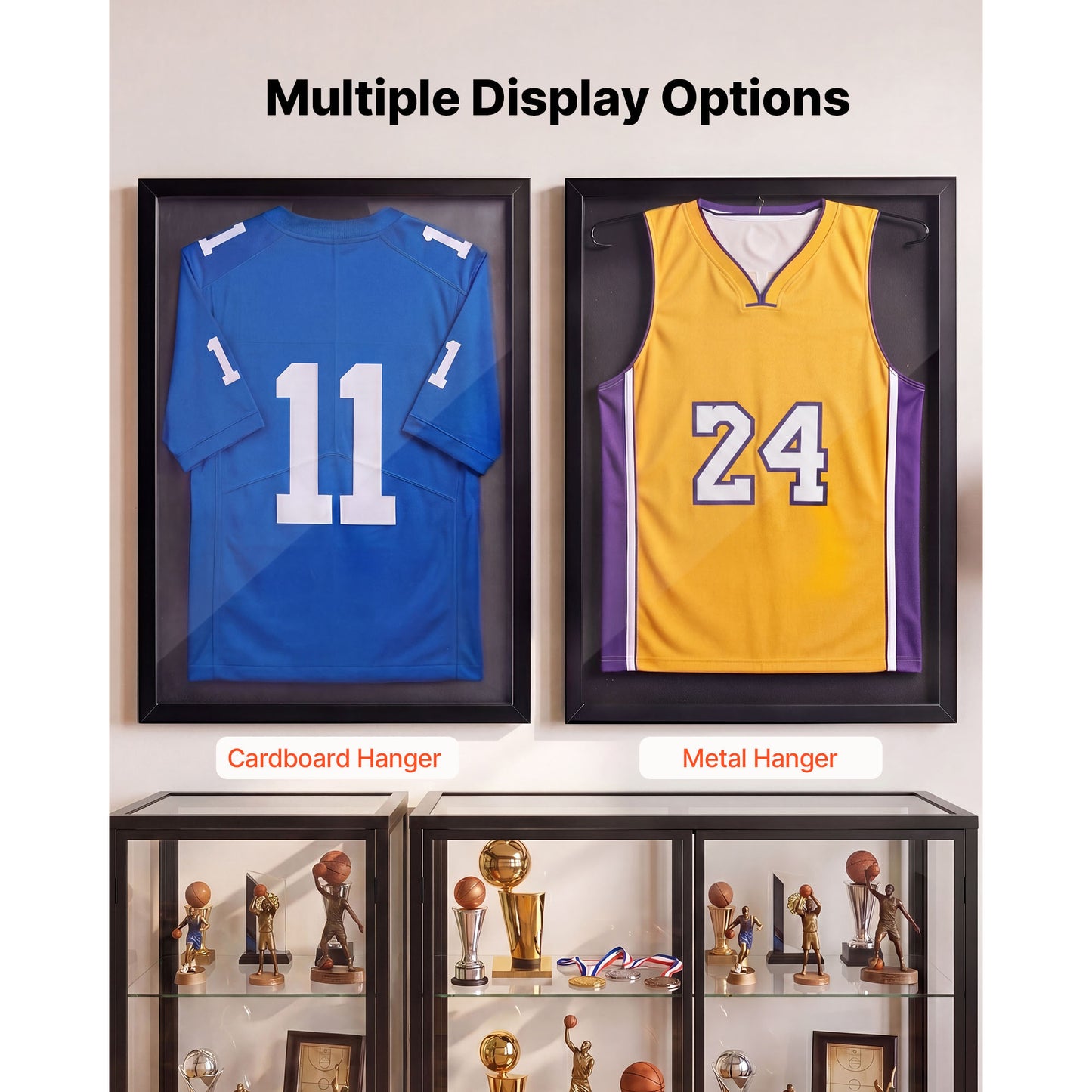 Jersey Display Case 31.5x23.6x1 In Wooden Shadow Box with UV Protection