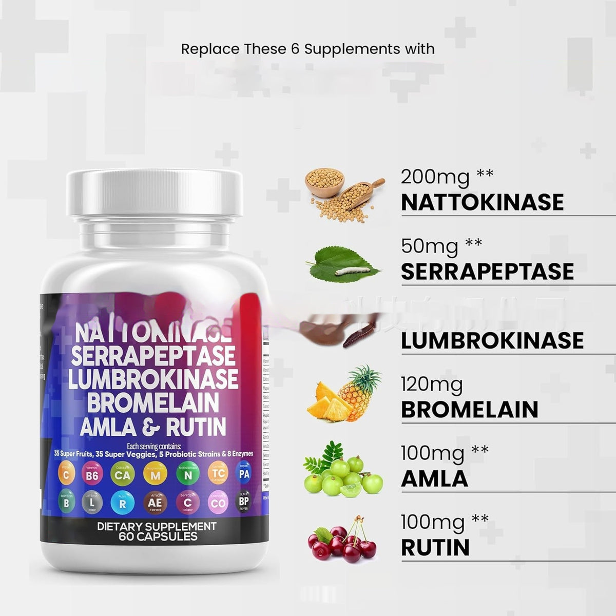 Nattokinase Capsules - 60 Count Bottle
