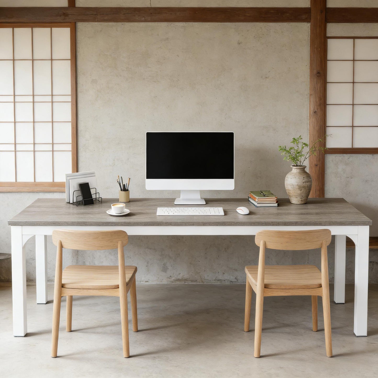 Extra Long Office Desk - 78.74" Writing Desk in Taupe