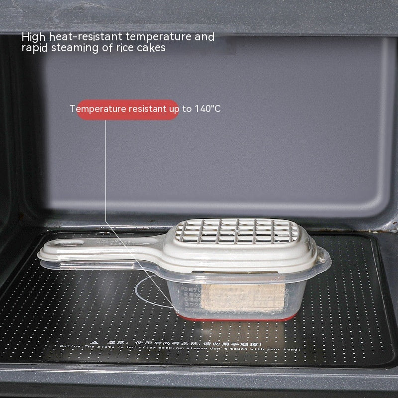 Microwave Oven Rice Cake Heating and Fruit Cleaning Box - White