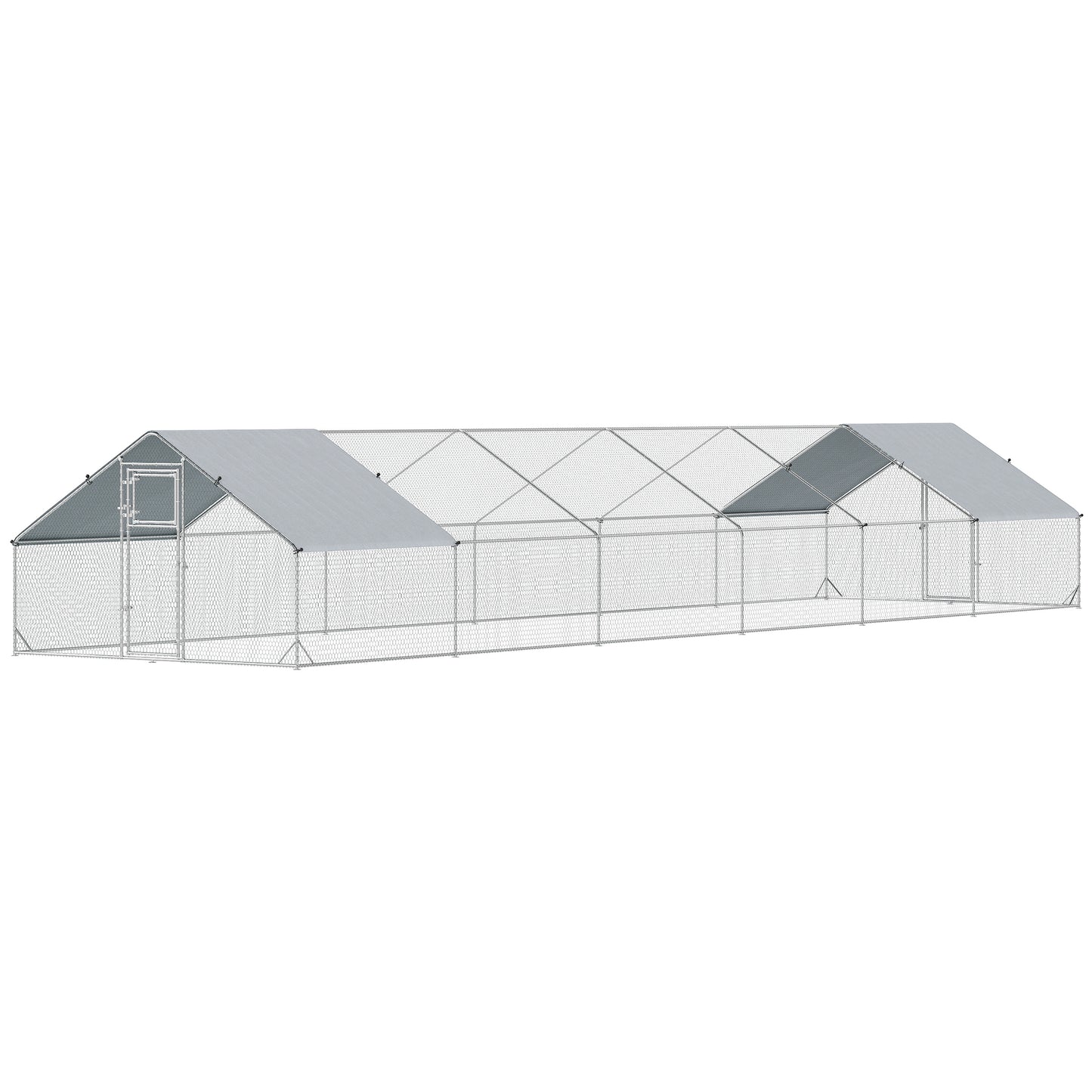 Large Outdoor Chicken Coop with Waterproof Anti-UV Cover - Silver, 39x10x6.4 Inches