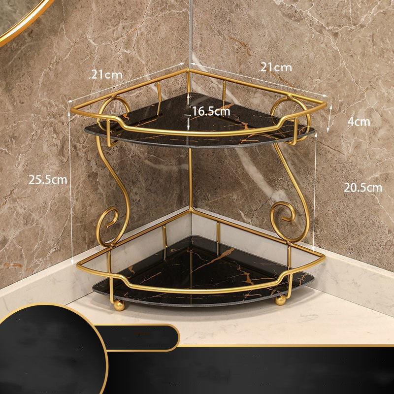 Light Luxury Triangle Bathroom Shelf Multi-Layer Storage Rack White Black Gold