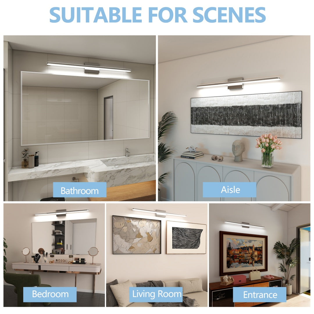 39-Inch Chrome LED Vanity Light Fixture - Dimmable Bathroom Lighting