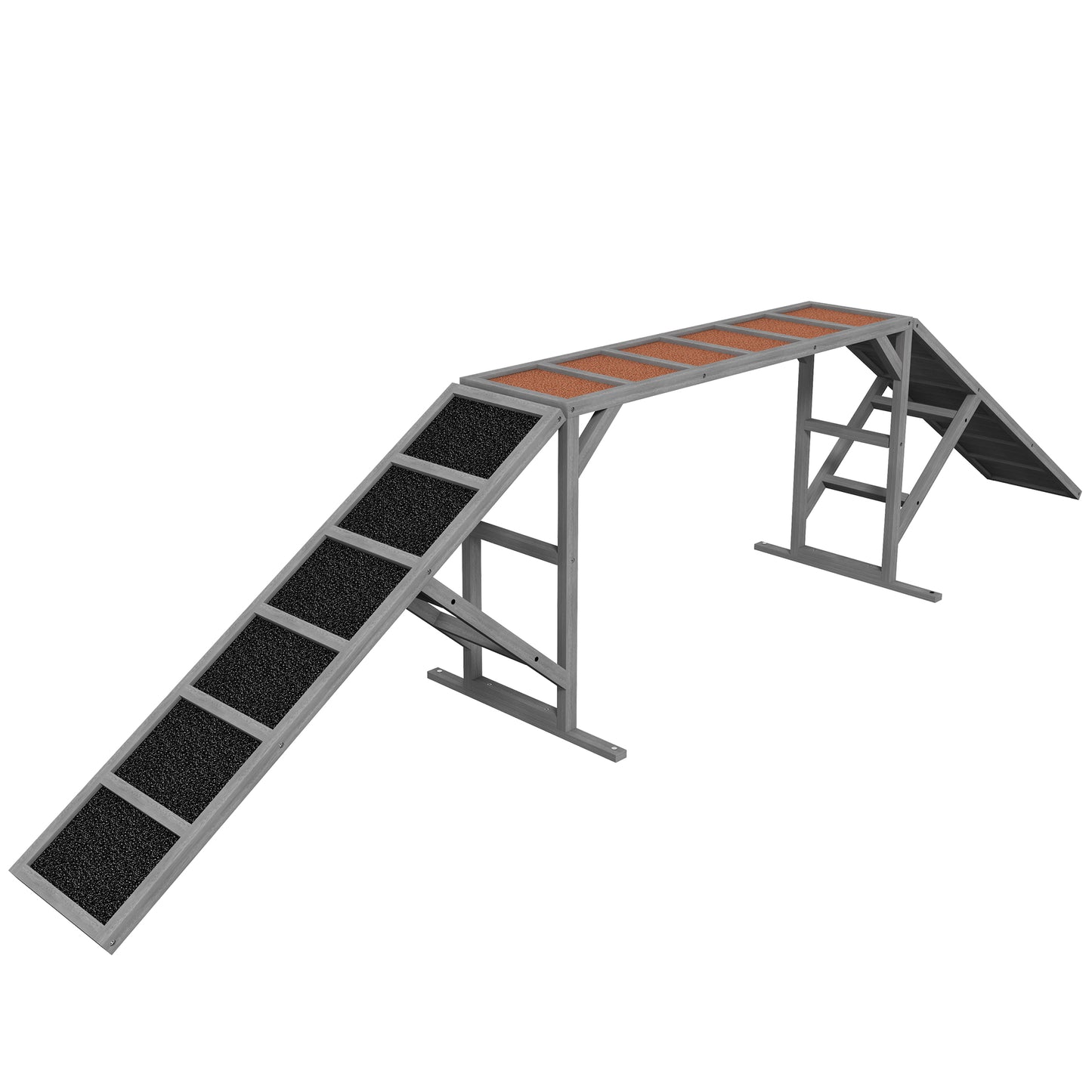 Dog Agility Ramp with Safety Bar & Non-Slip Surface - Outdoor Pet Training Equipment
