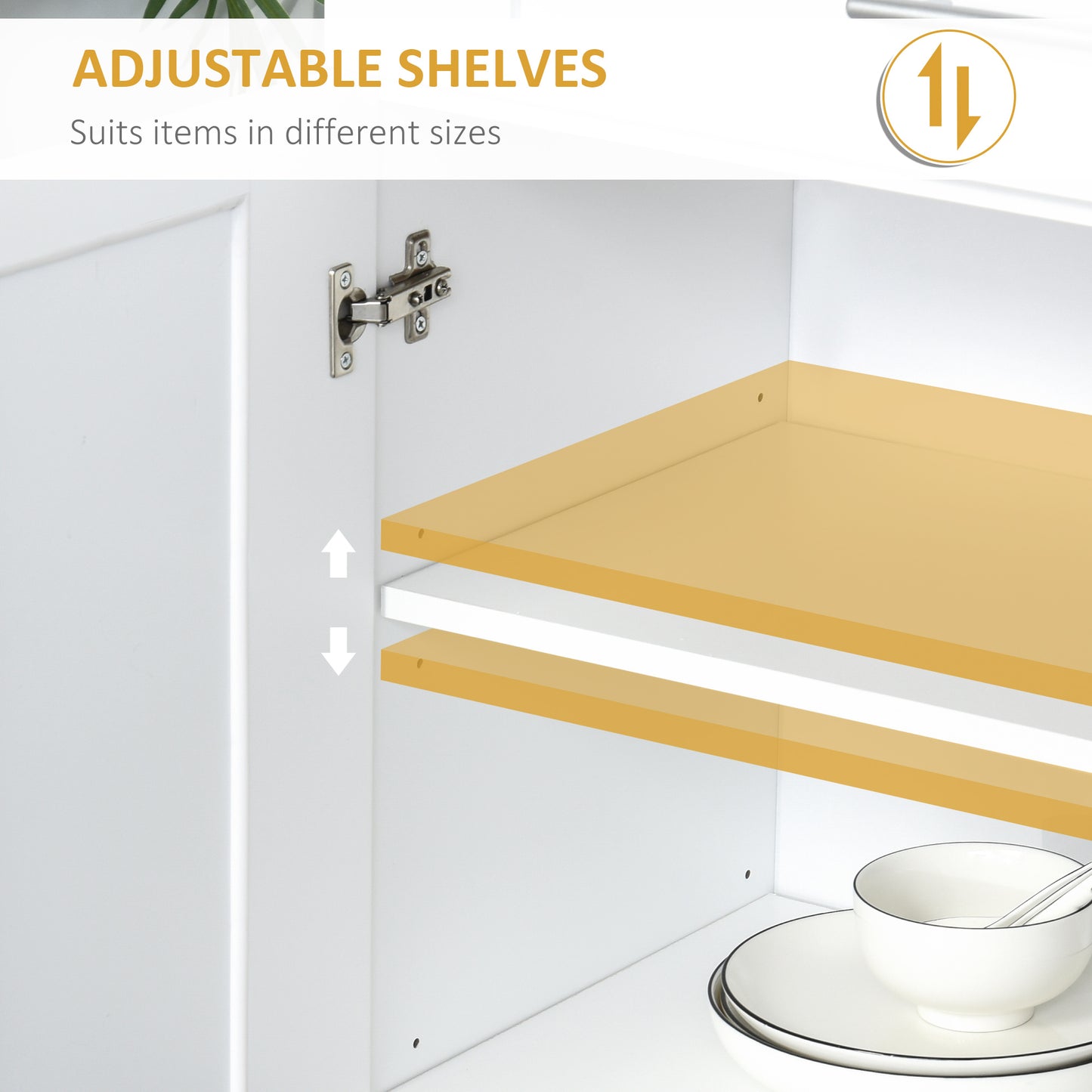 White Kitchen Pantry Cabinet with Adjustable Shelves & Drawer