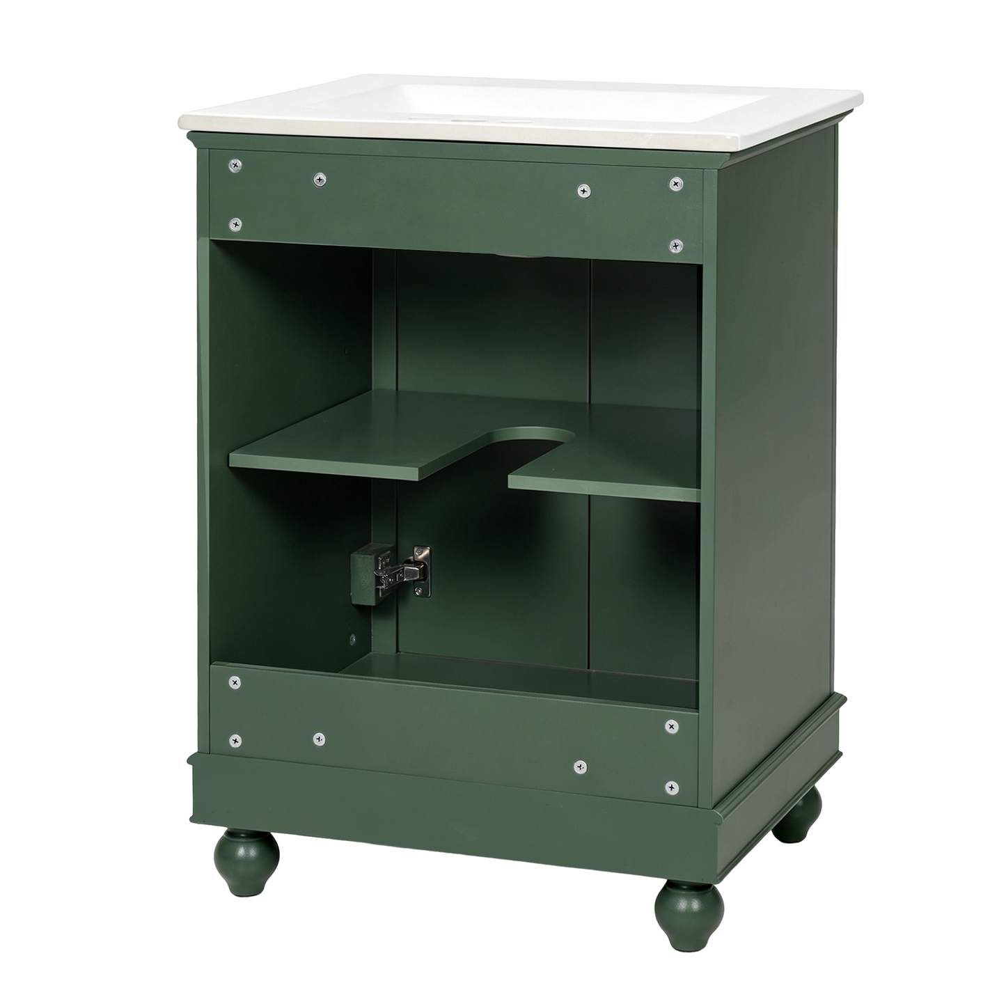 24 Inch Green Modern Bathroom Vanity Cabinet with Soft-Closing Storage