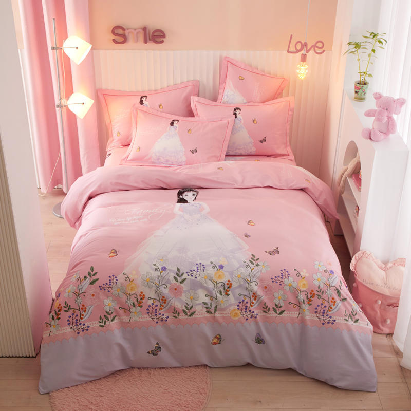Kids Cotton Cartoon Bedding Set - Boys Girls Bed Linen & Pillowcases