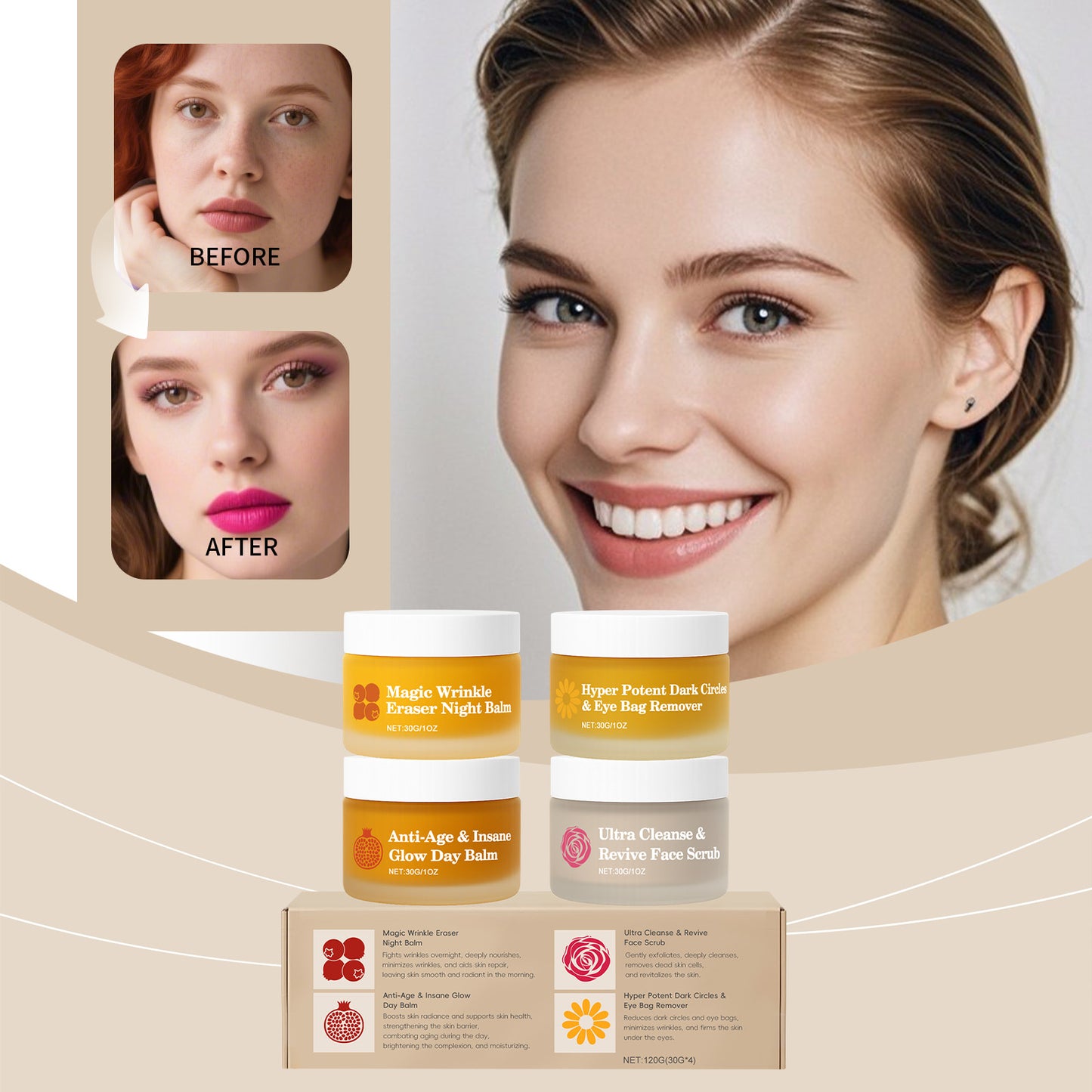 Multi Effect Skin Rejuvenation Day and Night Repair Set - 4 x 30g
