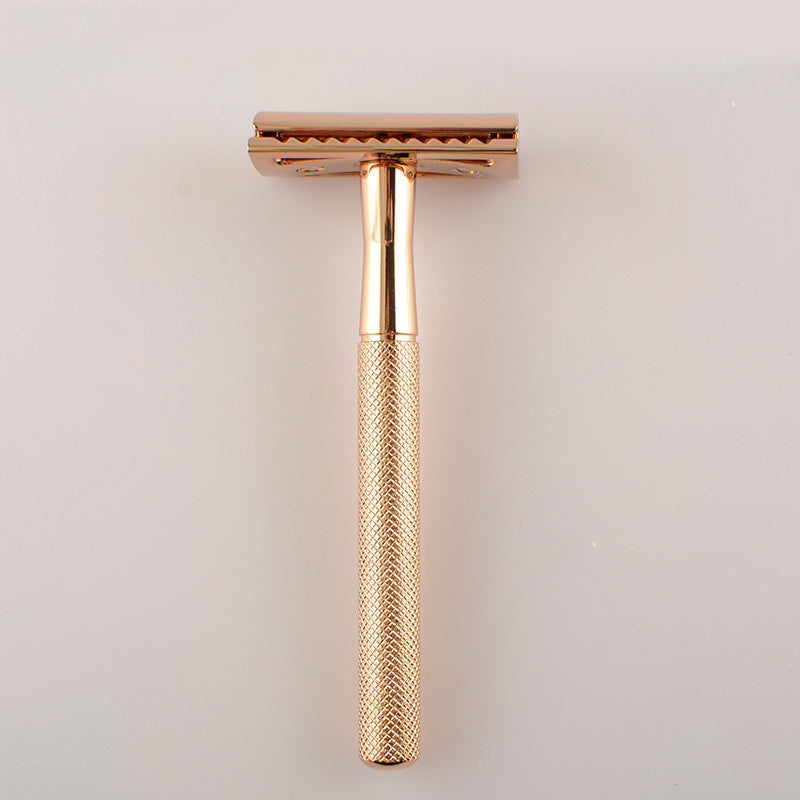 Retro Double-Sided Safety Razor with Diamond Pattern - Black