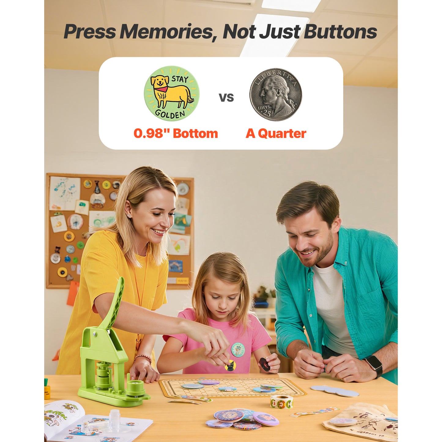 Button Maker Machine 0.98 Inch with 500 Button Parts, Circle Cutter & Hex Wrenches - DIY Badge & Pin Craft