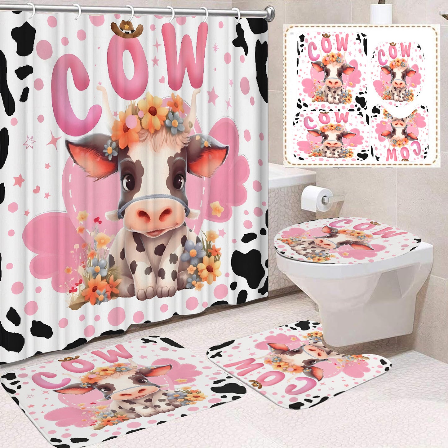 Waterproof Mildew-Resistant Shower Curtain Set - Multiple Sizes & Styles