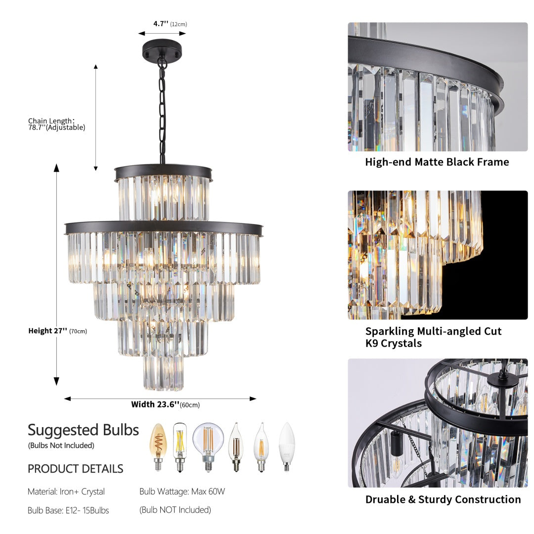 Luxury Crystal Chandelier - 15-Light Pendant Light Fixture