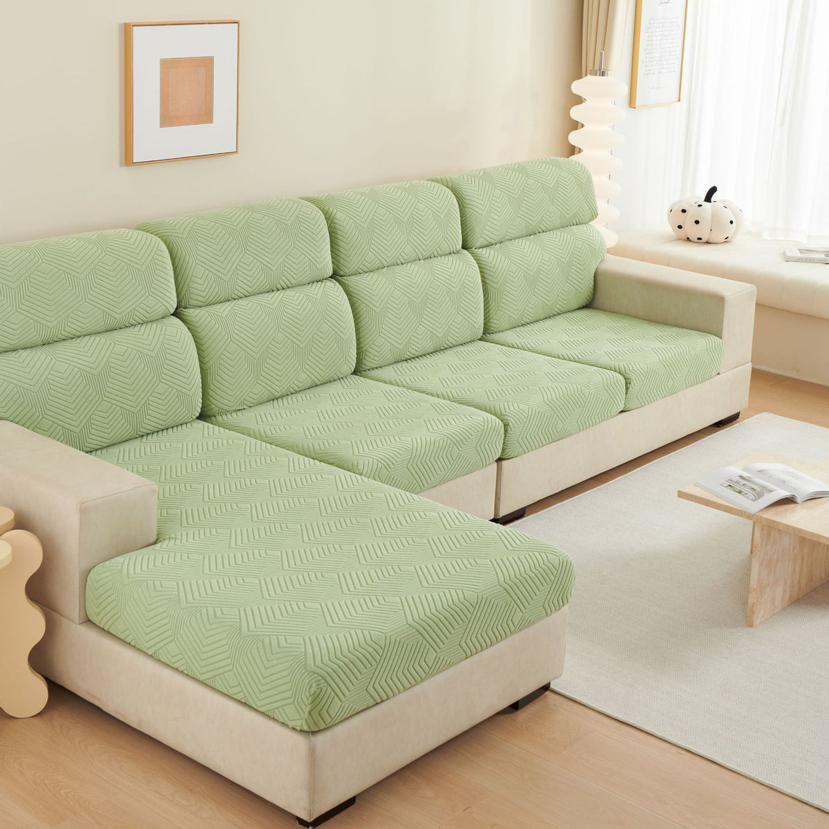 Elastic Non-Slip Sofa Cover - Jacquard Velvet Fit for 3-4 Seat Sofas