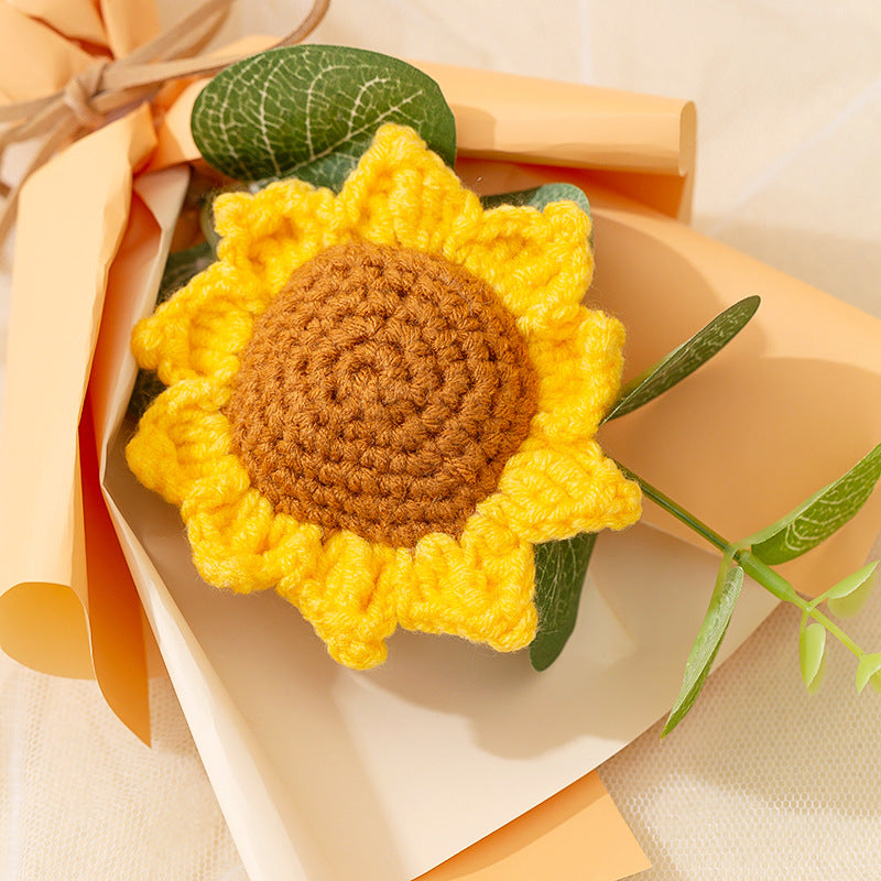Mini Sunflower Hand-Woven Bouquet - 15x13cm Gift