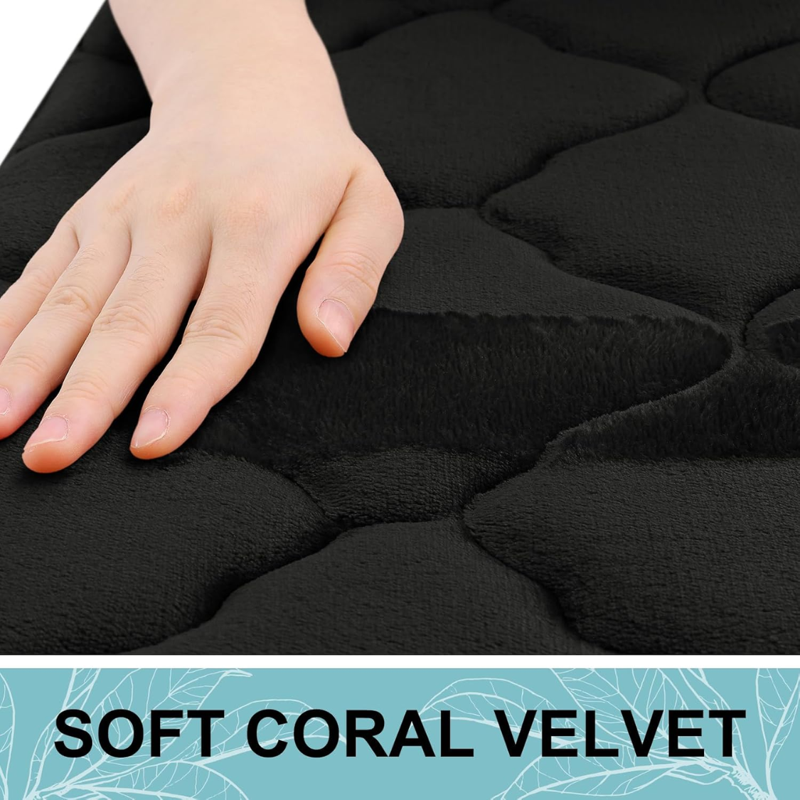 Memory Foam Bath Mat - Ultra Soft, Non-Slip, Machine Washable - Black