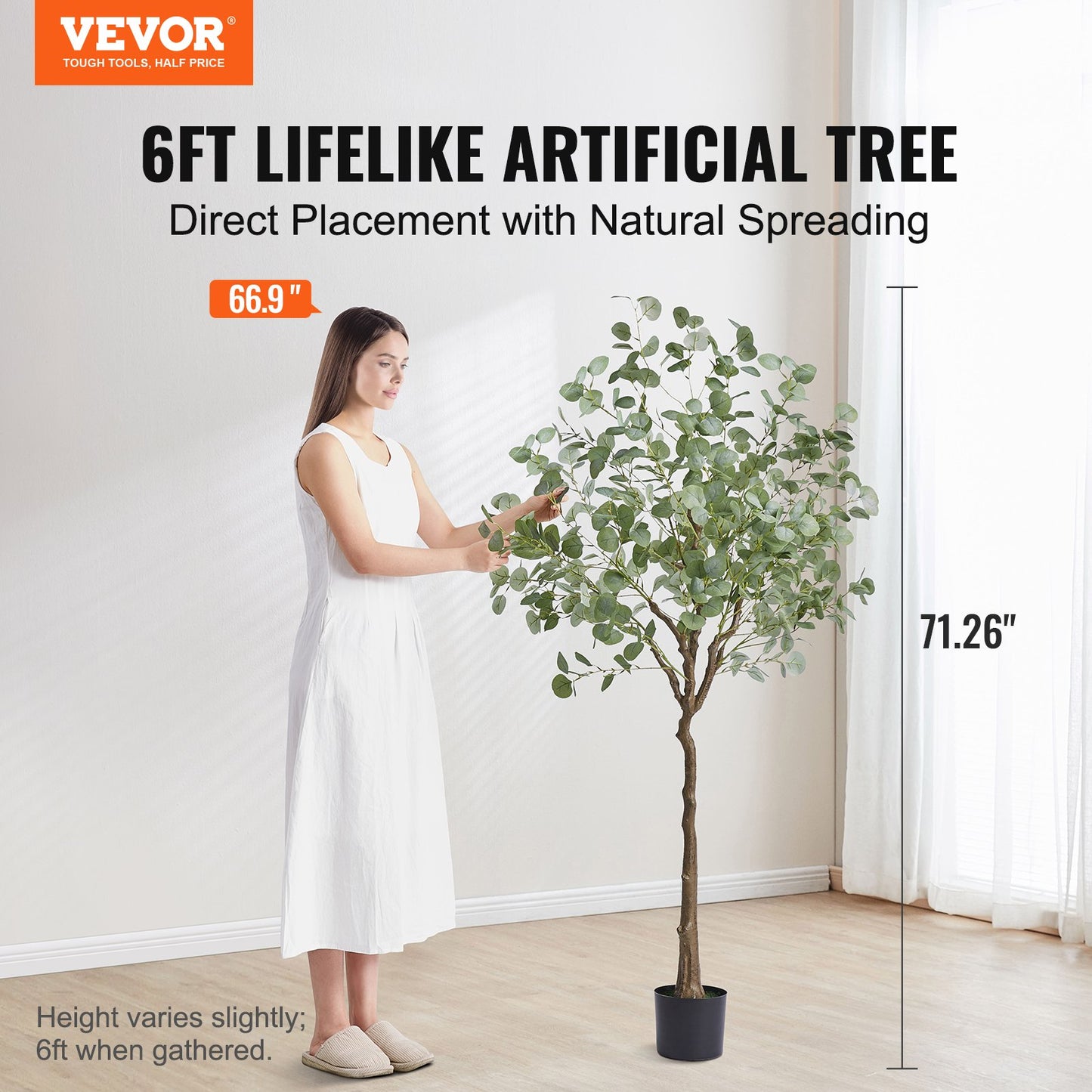 6 FT Tall Artificial Eucalyptus Tree - Realistic Faux Plant for Indoor Outdoor Decor